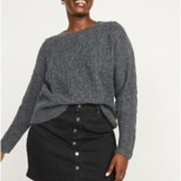Old Navy Sweaters - Old Navy Plus 2x Cable Knit Textured Crew-Neck Sweater Charcoal Gray Brand New